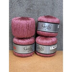 Katia Gatsby Metallic Yarn Pink Gold Color 32 Lot 82261A 4 Skeins 50g Each Spain